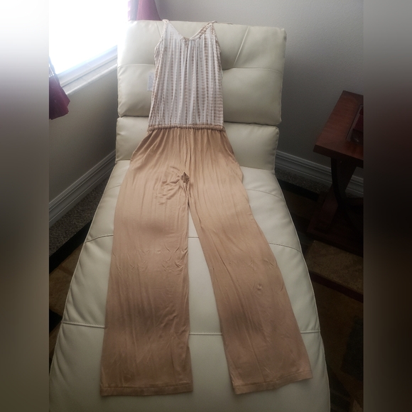 New With Tag ~Venus Tie Dye Beige Jumpsuit w/Pockets-MEDIUM - Picture 2 of 11
